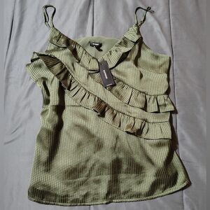 NWT Express Green Ruffled Top